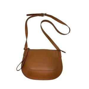 Adolfo Dominguez Tan Leather Crossbody Bag Minimalist Curved Shoulder Bag